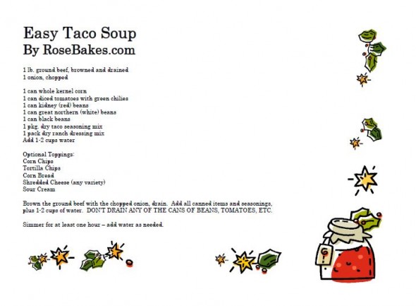 Easy Taco Soup Recipe Card