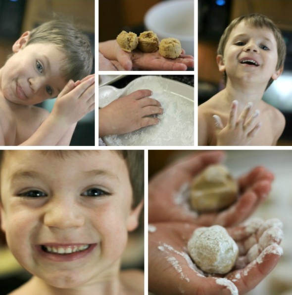 Making Peanut Butter Snowballs with Kids